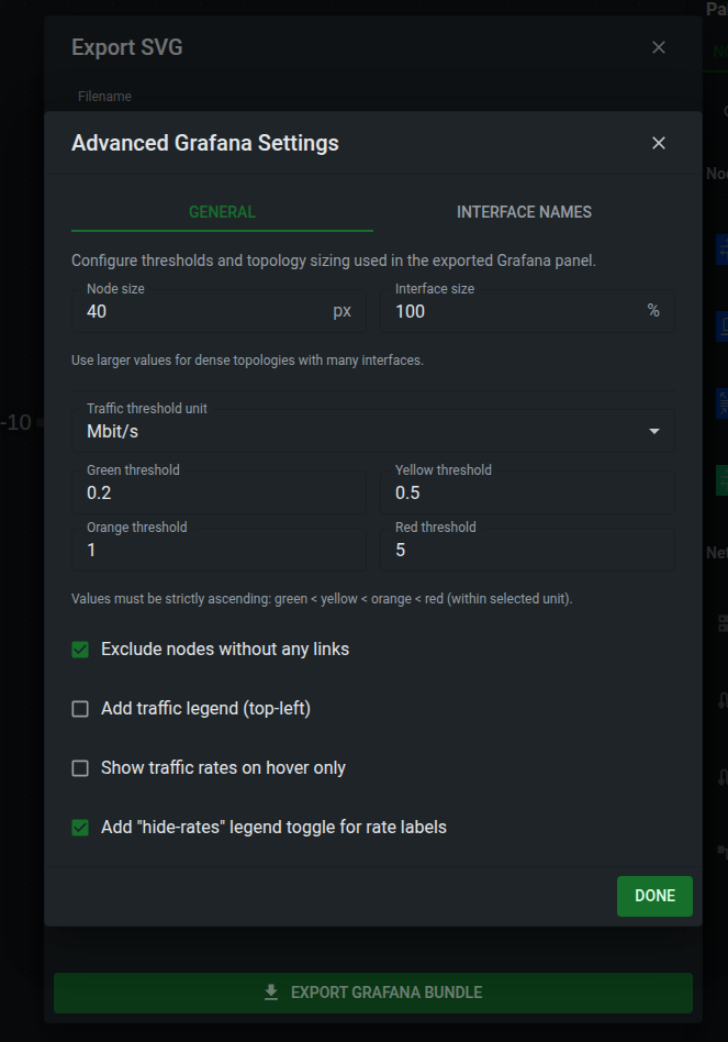 Grafana bundle settings