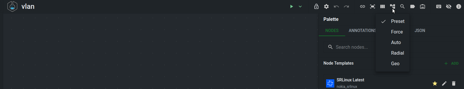 Topology layout menu